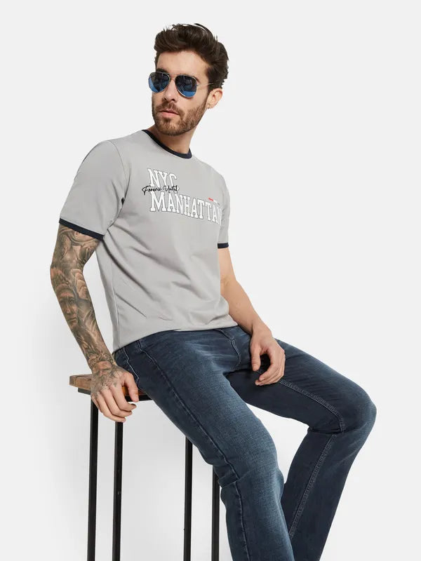 Octave Typography Printed Round Neck Short Sleeves Cotton T-Shirt