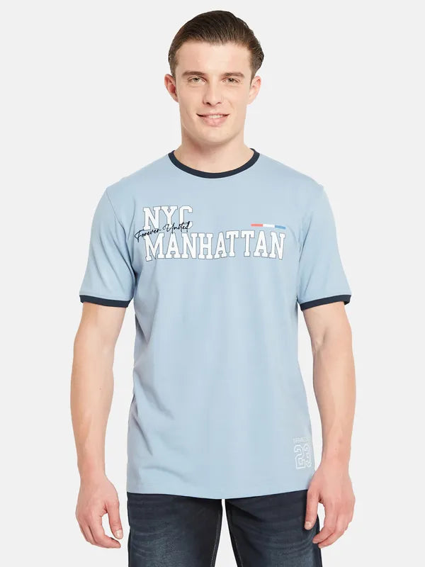 Octave Round Neck Typography Printed Cotton T-Shirt