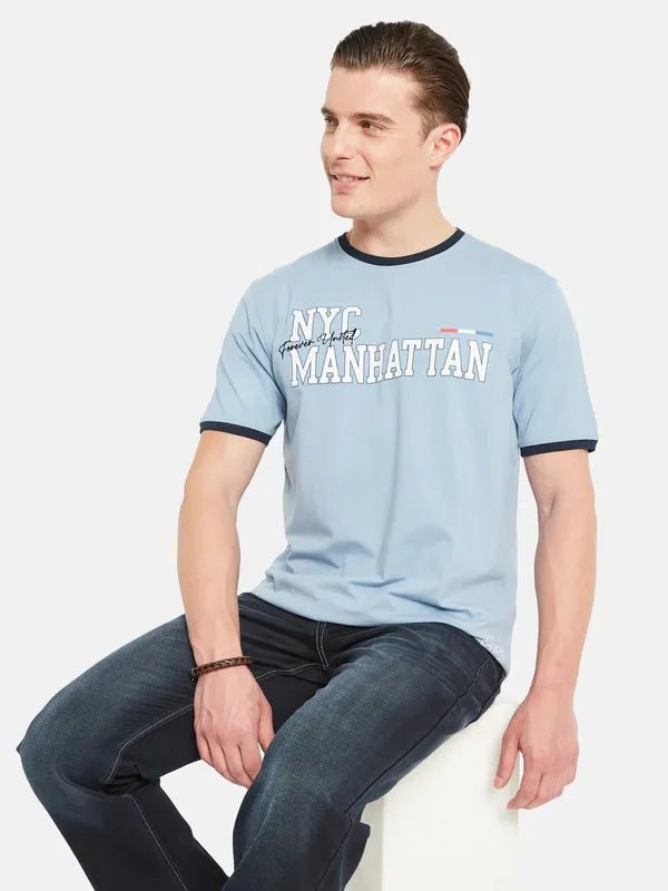 Octave Round Neck Typography Printed Cotton T-Shirt