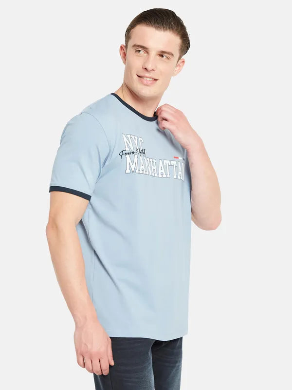 Octave Round Neck Typography Printed Cotton T-Shirt