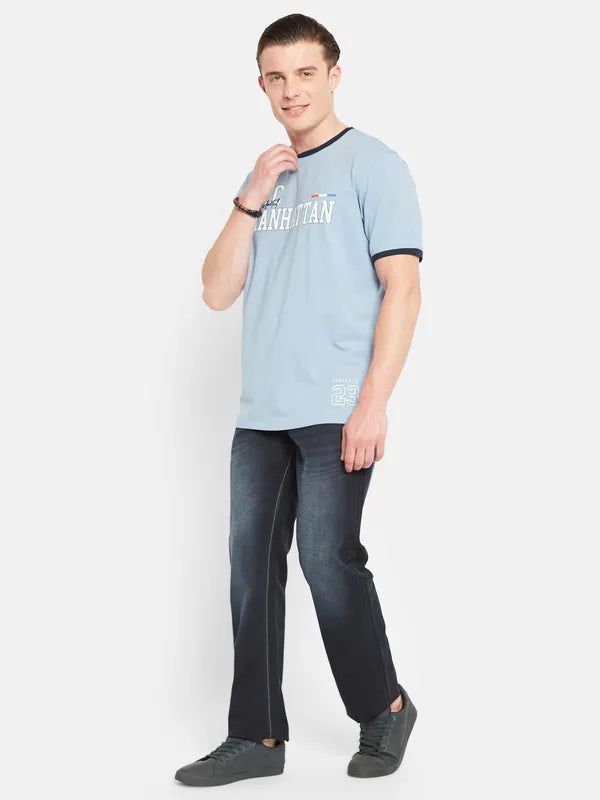 Octave Round Neck Typography Printed Cotton T-Shirt