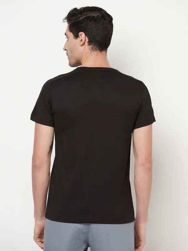 Octave Men Black Typography Printed T-Shirt