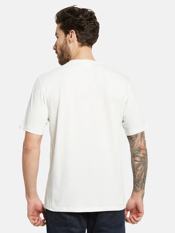 Octave Striped Round Neck Cotton T-Shirt