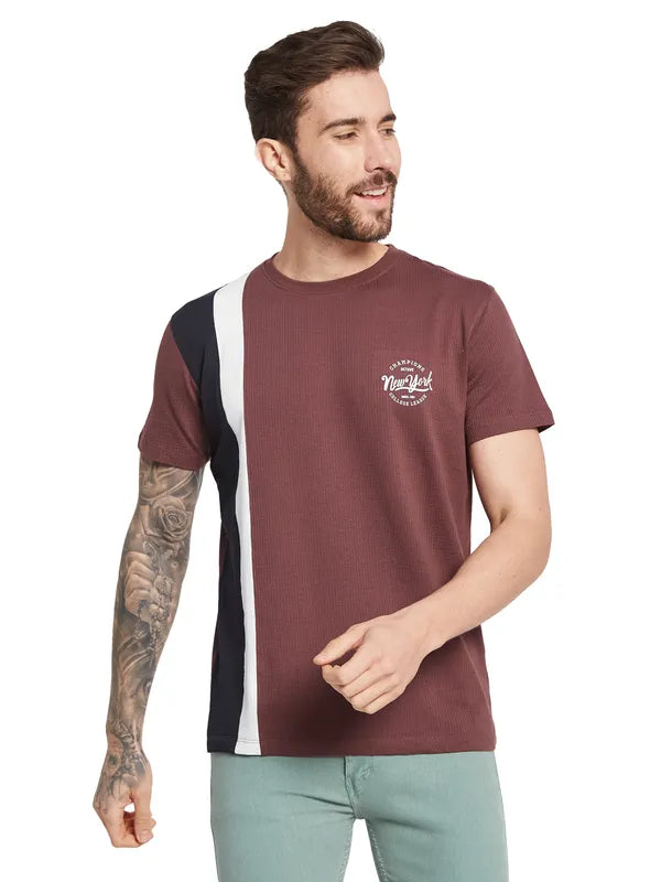 Octave Men Colourblocked Round Neck T-Shirt