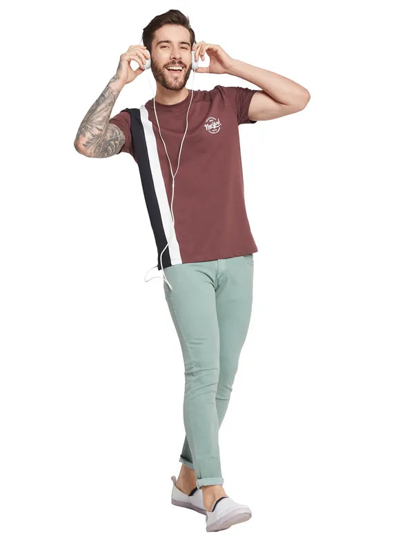 Octave Men Colourblocked Round Neck T-Shirt