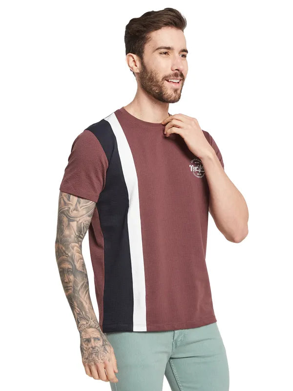 Octave Men Colourblocked Round Neck T-Shirt