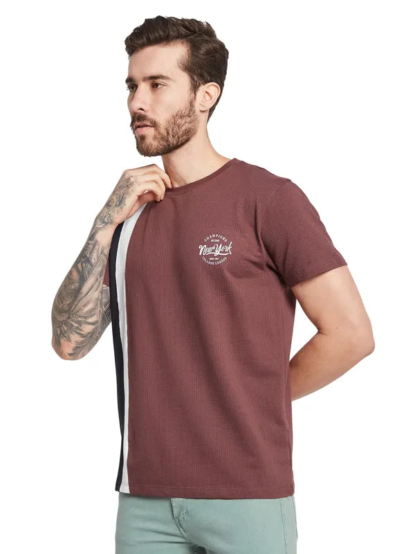 Octave Men Colourblocked Round Neck T-Shirt