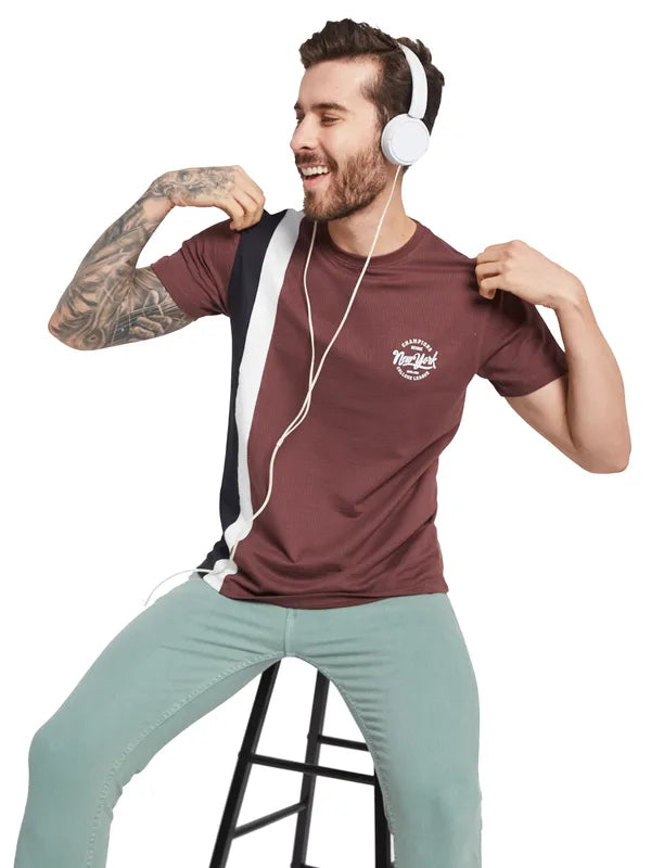 Octave Men Colourblocked Round Neck T-Shirt
