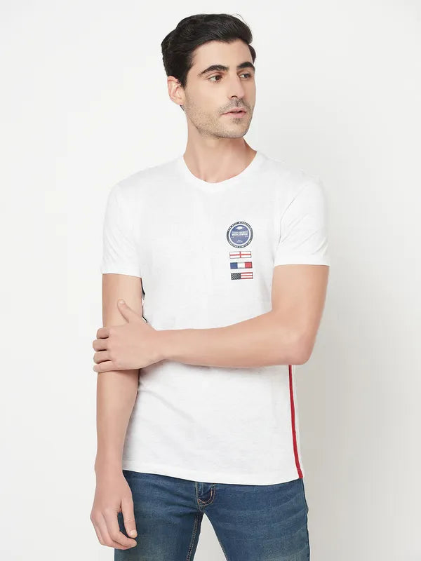 Octave Men White Solid T-Shirt