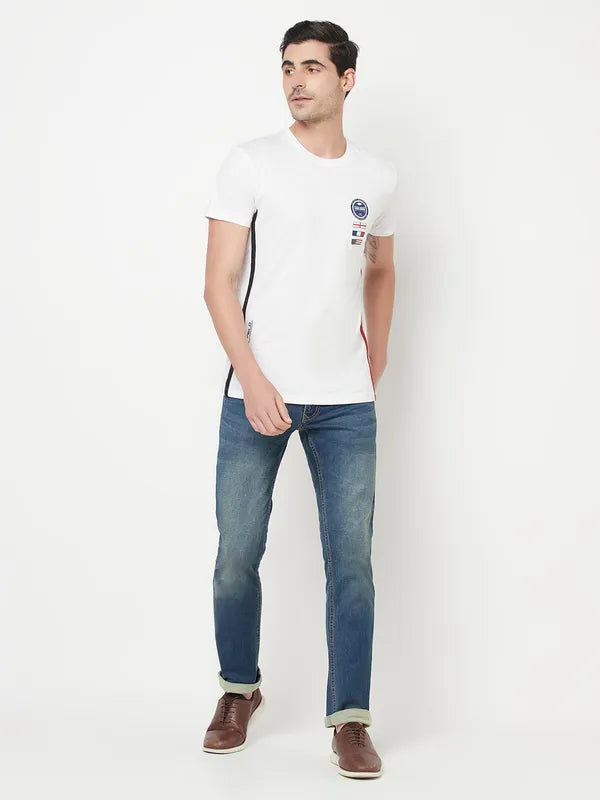Octave Men White Solid T-Shirt