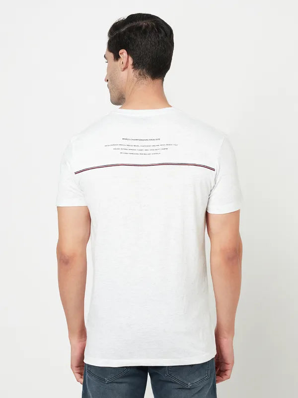Octave Men White Solid T-Shirt