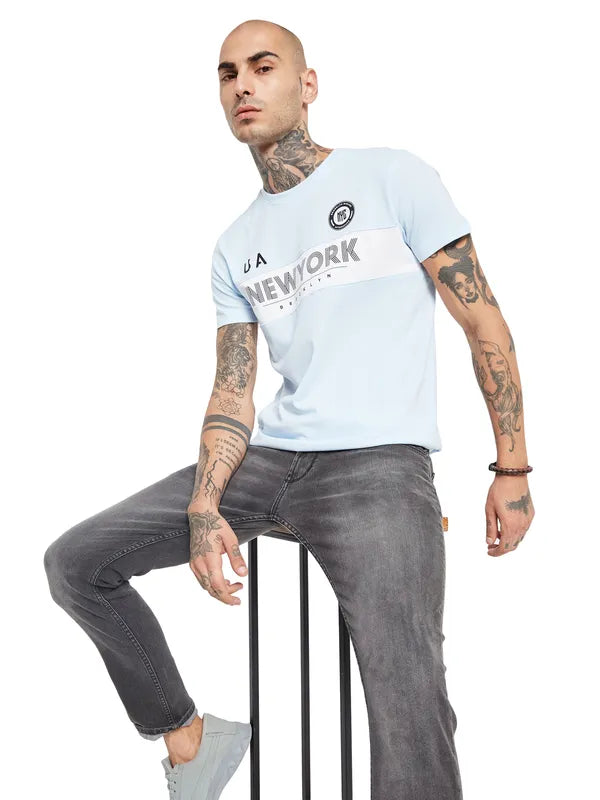 Octave Typography Printed Round Neck Cotton T-Shirt