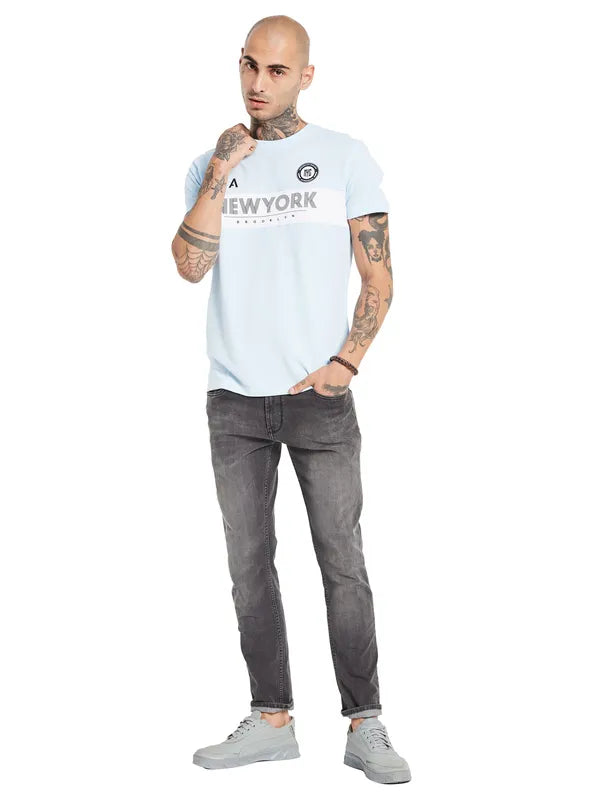 Octave Typography Printed Round Neck Cotton T-Shirt