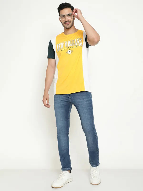 Octave Typography Printed Round Neck Cotton T-Shirt