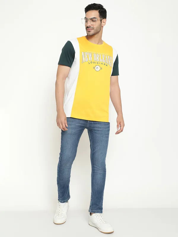 Octave Typography Printed Round Neck Cotton T-Shirt