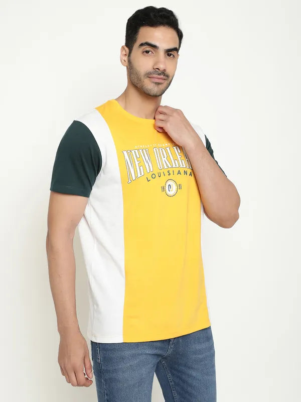 Octave Typography Printed Round Neck Cotton T-Shirt