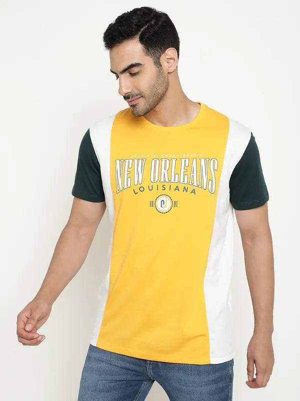 Octave Typography Printed Round Neck Cotton T-Shirt