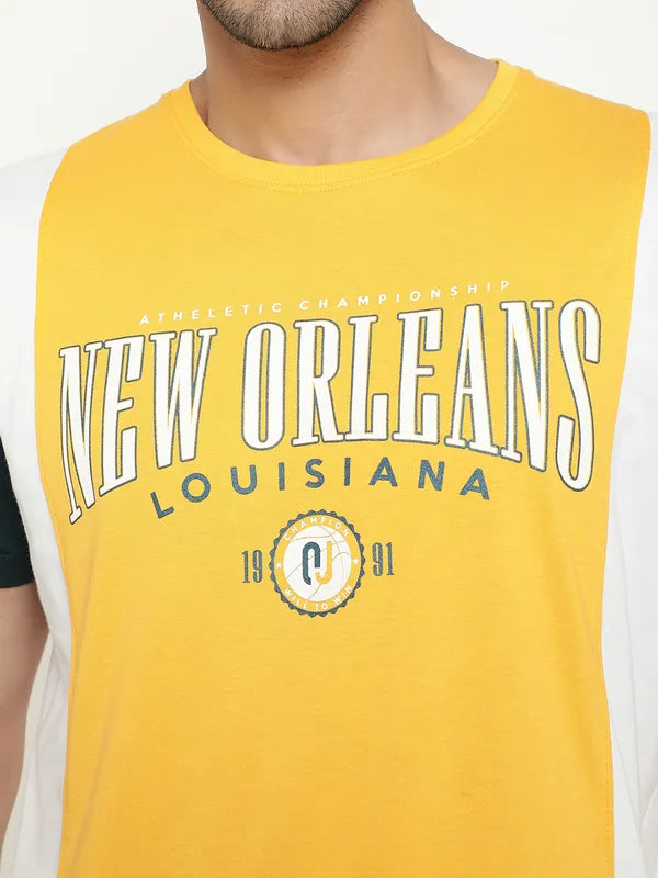 Octave Typography Printed Round Neck Cotton T-Shirt