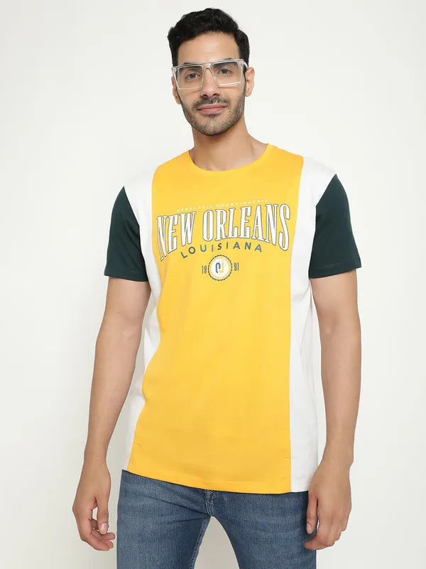 Octave Typography Printed Round Neck Cotton T-Shirt