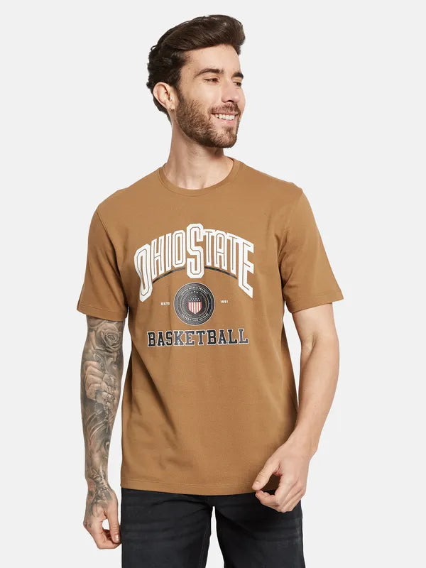 Octave Graphic Printed Round Neck Short Sleeves Cotton T-Shirt