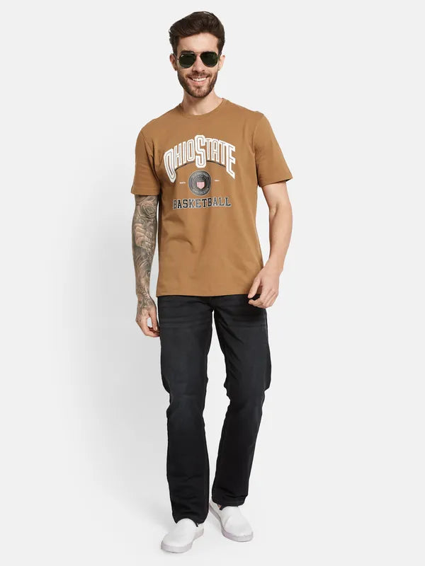 Octave Graphic Printed Round Neck Short Sleeves Cotton T-Shirt