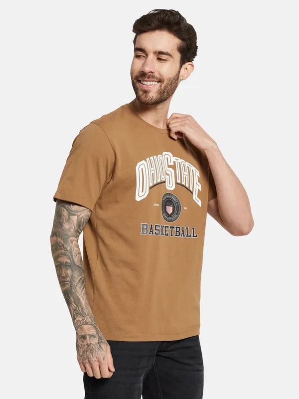 Octave Graphic Printed Round Neck Short Sleeves Cotton T-Shirt