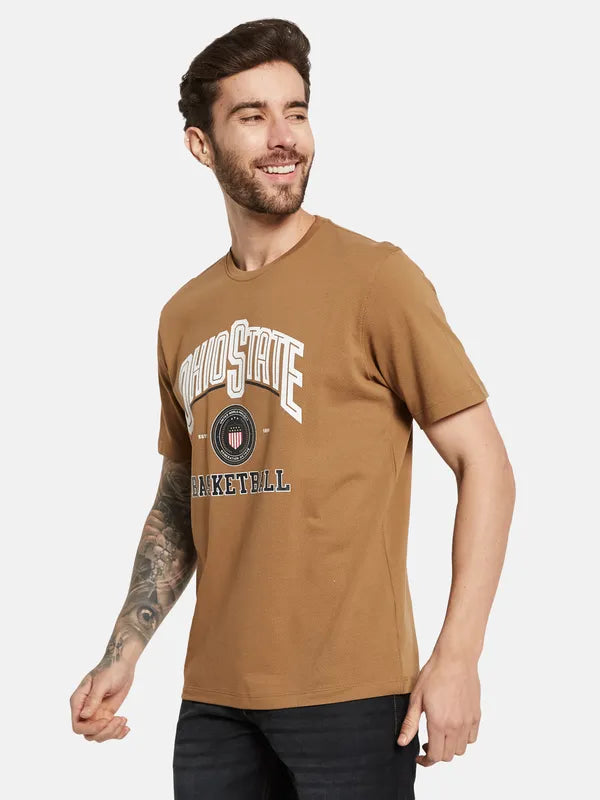Octave Graphic Printed Round Neck Short Sleeves Cotton T-Shirt