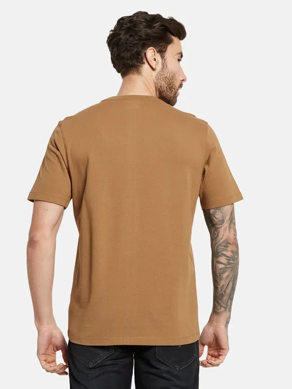 Octave Graphic Printed Round Neck Short Sleeves Cotton T-Shirt