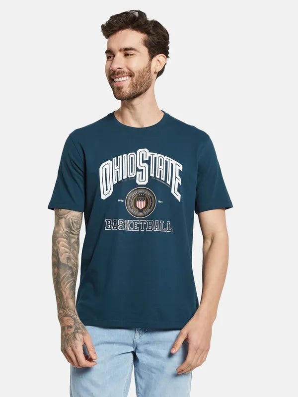 Octave Typography Printed Round Neck Cotton T-Shirt