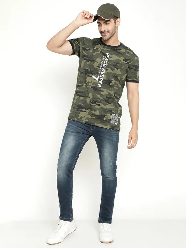 Octave Camouflage Printed Cotton T-Shirt