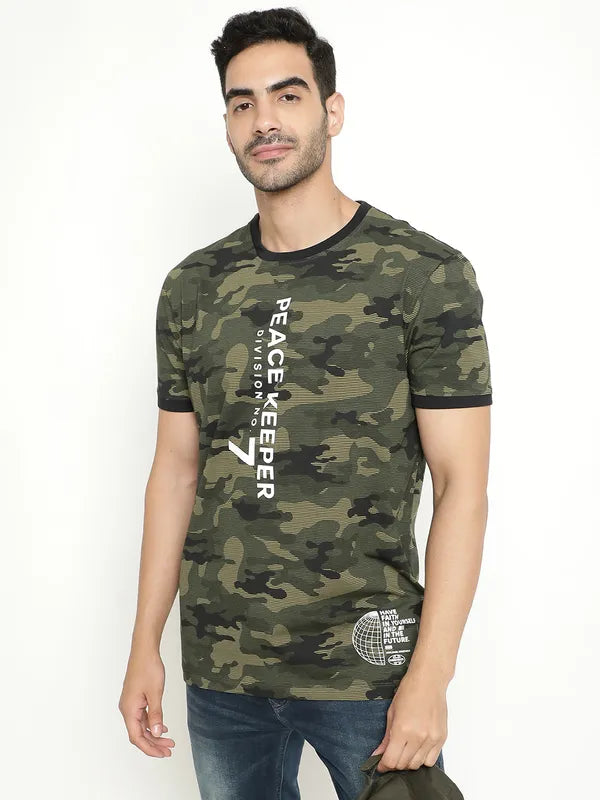 Octave Camouflage Printed Cotton T-Shirt