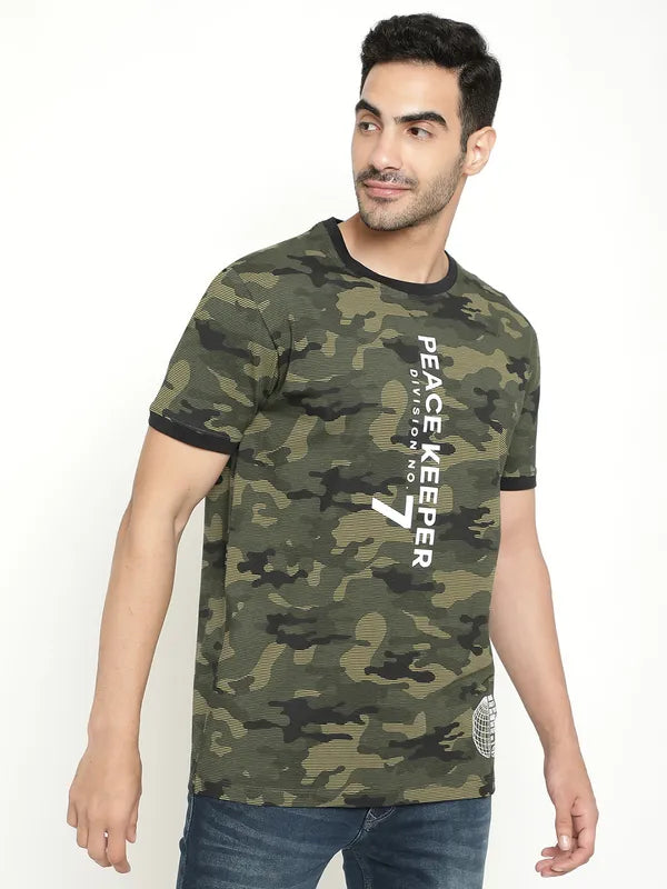 Octave Camouflage Printed Cotton T-Shirt