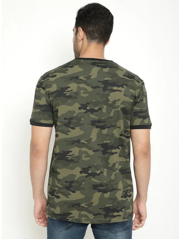 Octave Camouflage Printed Cotton T-Shirt