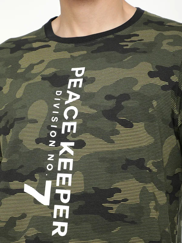 Octave Camouflage Printed Cotton T-Shirt