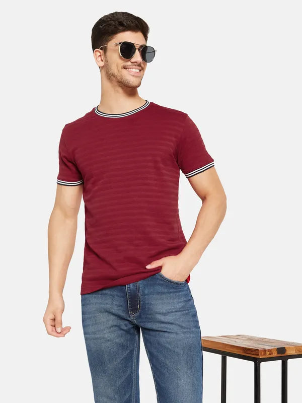 Structured Stripes With Contrast Rib T-Shirt