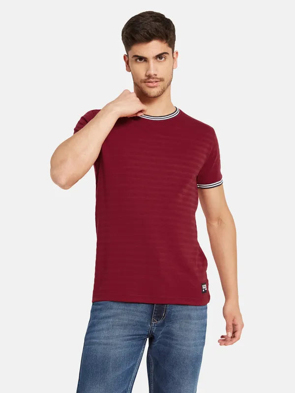 Structured Stripes With Contrast Rib T-Shirt