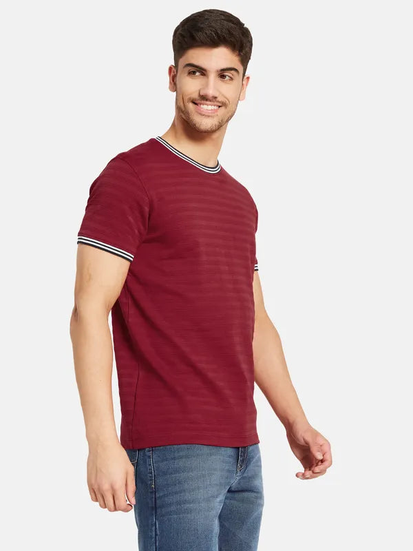 Structured Stripes With Contrast Rib T-Shirt
