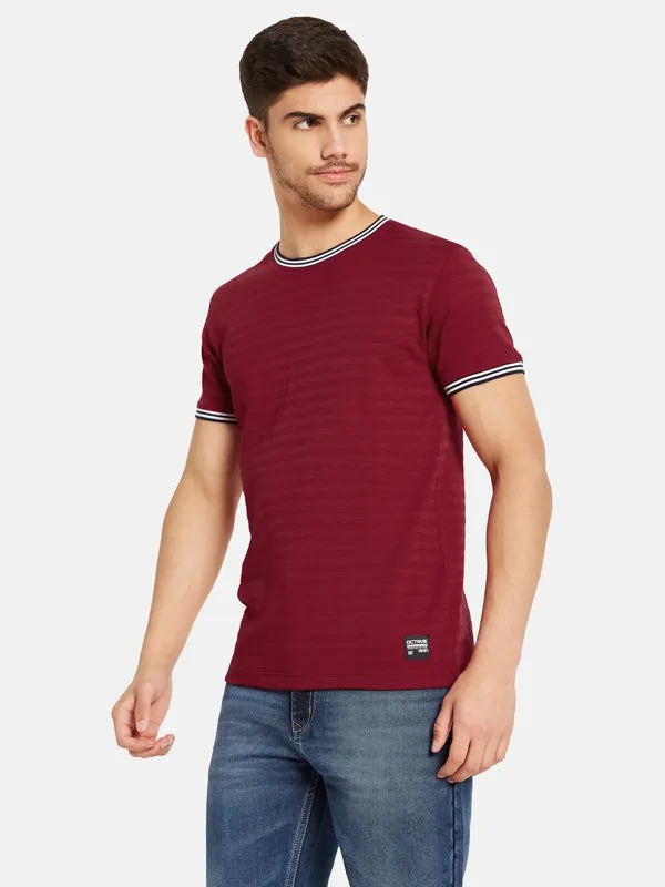 Structured Stripes With Contrast Rib T-Shirt