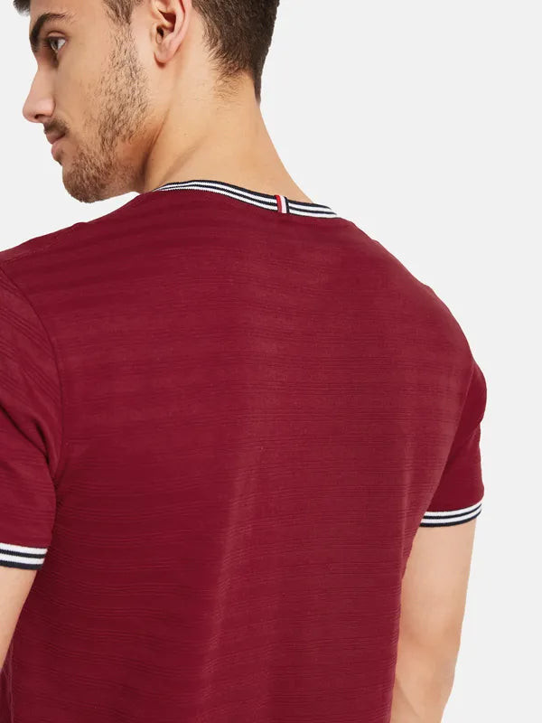 Structured Stripes With Contrast Rib T-Shirt