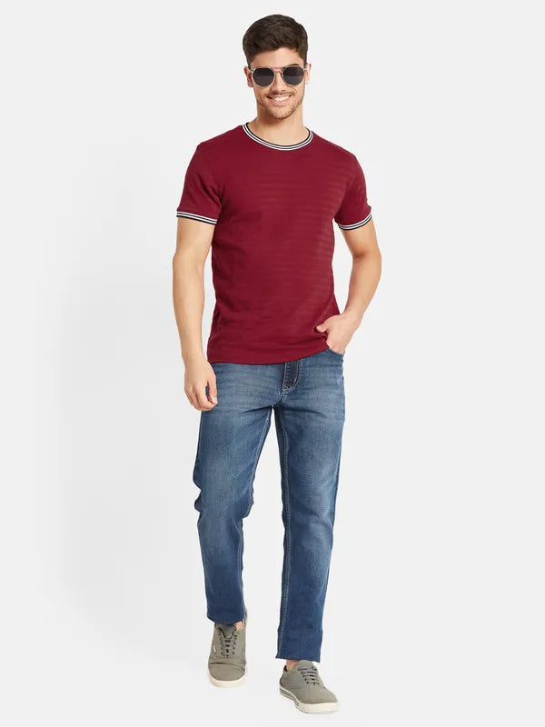 Structured Stripes With Contrast Rib T-Shirt