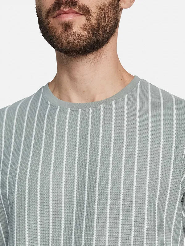 Octave Round Neck Short Sleeves Striped Regular Fit Cotton T-Shirt