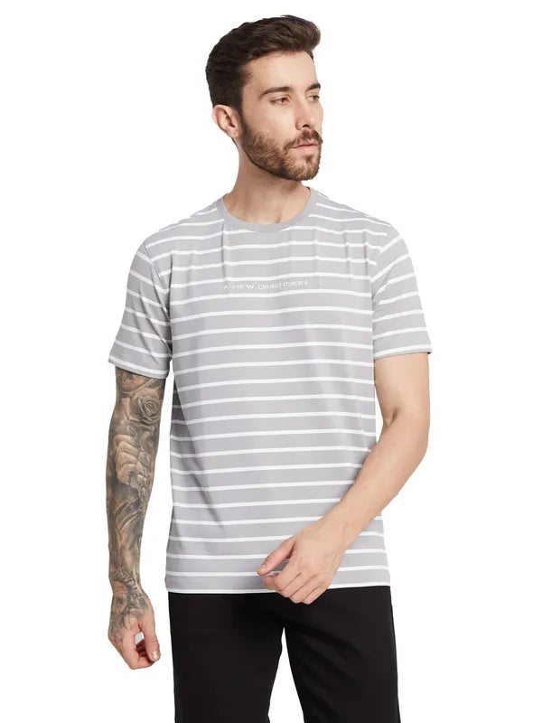 Octave Striped Round Neck Cotton T-Shirt