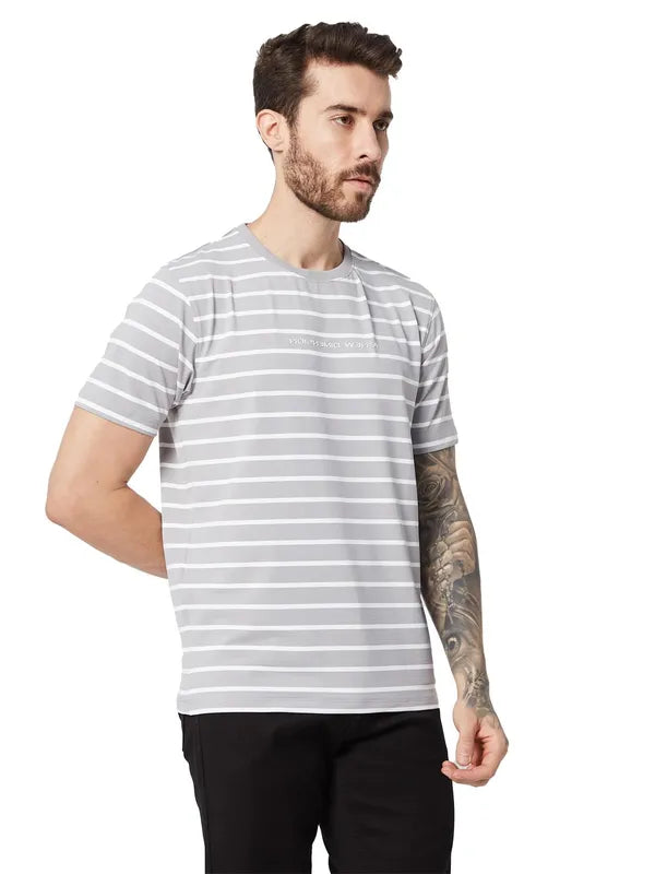 Octave Striped Round Neck Cotton T-Shirt