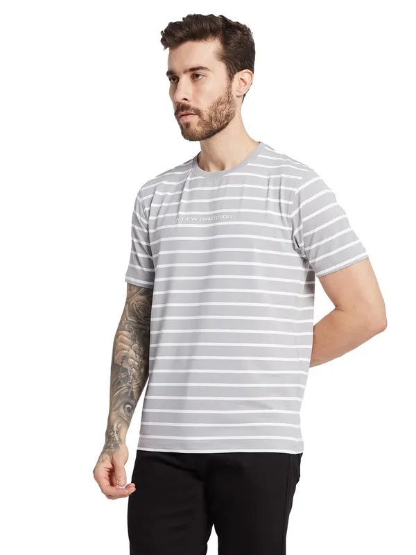 Octave Striped Round Neck Cotton T-Shirt