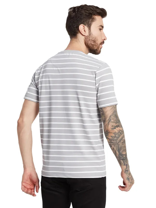 Octave Striped Round Neck Cotton T-Shirt