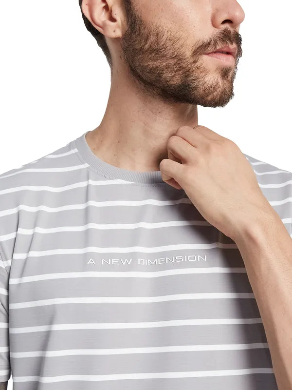 Octave Striped Round Neck Cotton T-Shirt