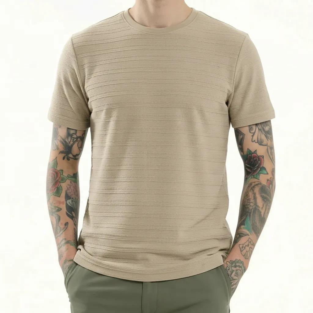 Men Round Neck Solid T-shirt