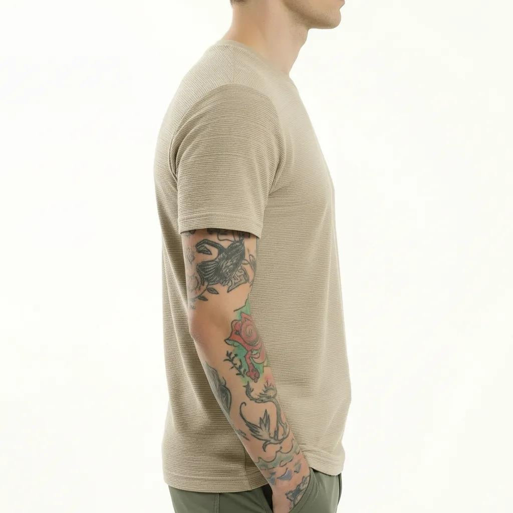 Men Round Neck Solid T-shirt