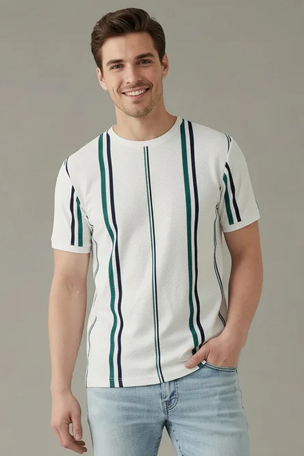 Men Striped Round Neck T-shirt