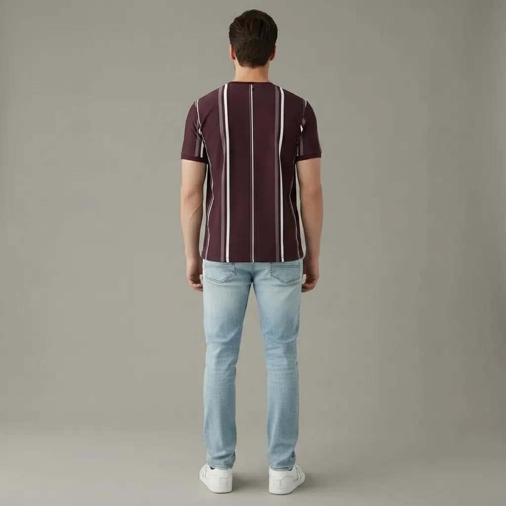 Men Striped Round Neck T-shirt